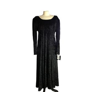 Brett Alixander crushed velour dress, Black, size 16, New